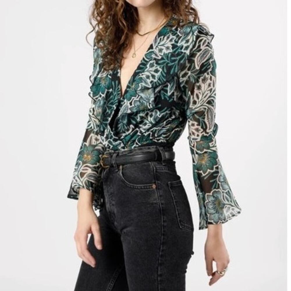 Band of the Free FKA Band of Gypsies Bonnie Emerald Floral Witchy Bodysuit XS